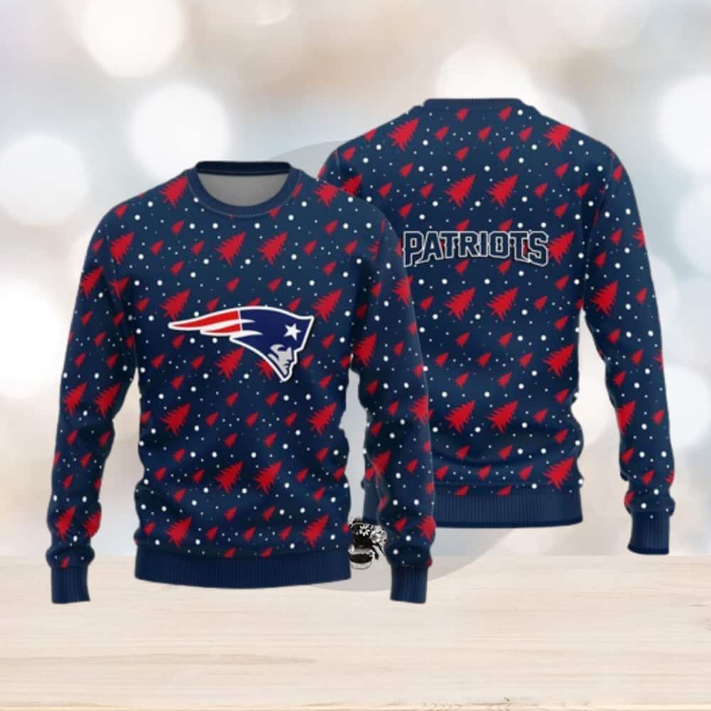 NFL New England Patriots Ugly Christmas Sweater Pine Tree Pattern NFL New England Patriots Ugly Christmas Sweater Pine Tree Pattern