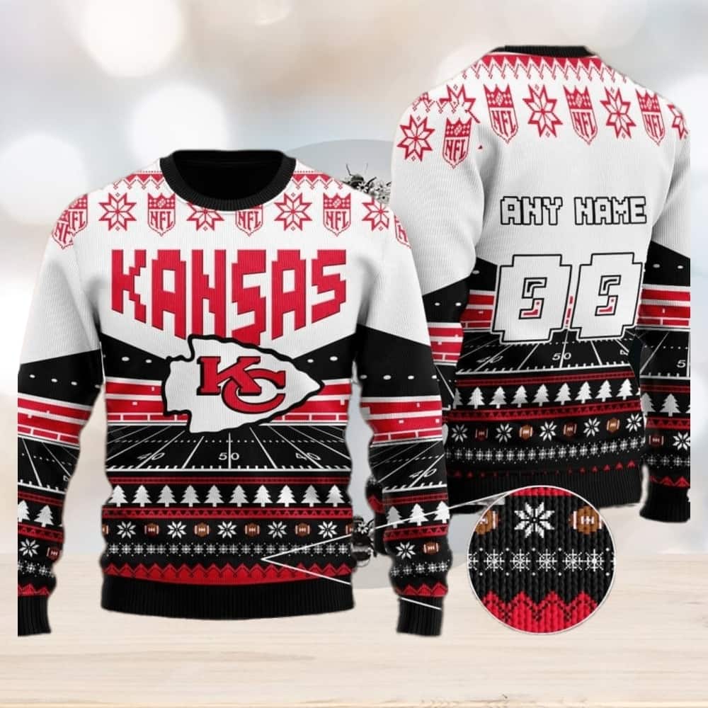 NFL Kansas City Chiefs Ugly Christmas Sweater Custom Name Number NFL Kansas City Chiefs Ugly Christmas Sweater Custom Name Number
