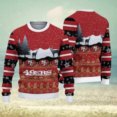 NFL San Francisco 49ers Ugly Christmas Sweater Reindeers Pattern