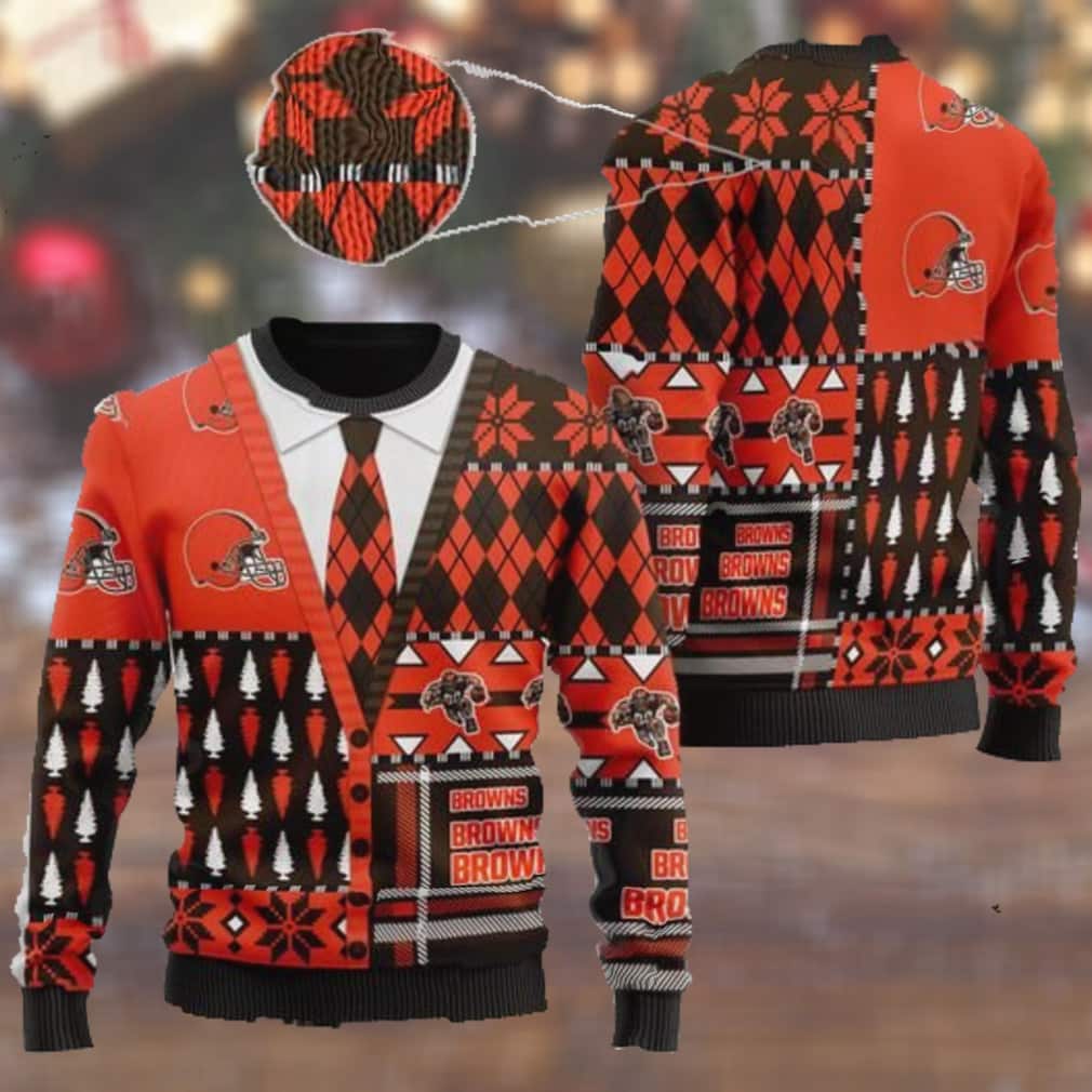 Orange Black Cleveland Browns NFL Ugly Christmas Sweater Orange Black Cleveland Browns NFL Ugly Christmas Sweater