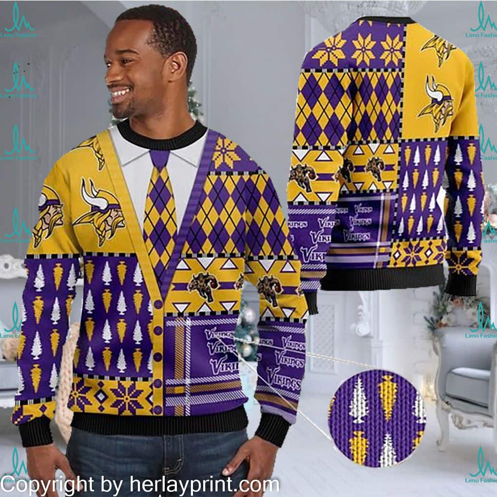 Minnesota Vikings NFL Ugly Christmas Sweater Snowflakes Pattern