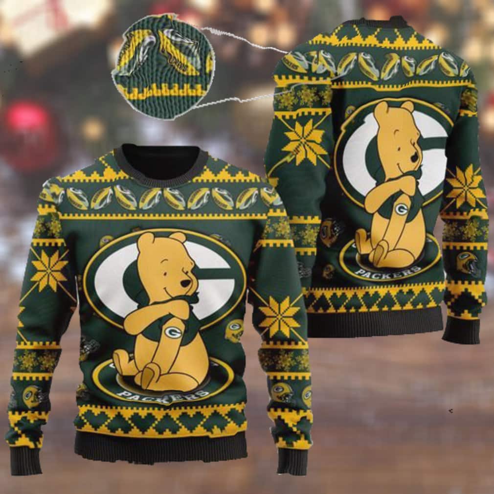 Green Bay Packers NFL Ugly Christmas Sweater Winnie-the-Pooh Green Bay Packers NFL Ugly Christmas Sweater Winnie-the-Pooh