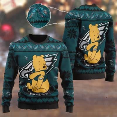 Winnie-the-Pooh Loves NFL Philadelphia Eagles Ugly Christmas Sweater