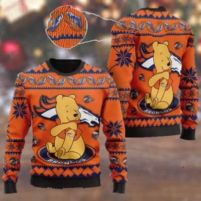 Denver Broncos NFL Ugly Christmas Sweater Cute Winnie-the-Pooh