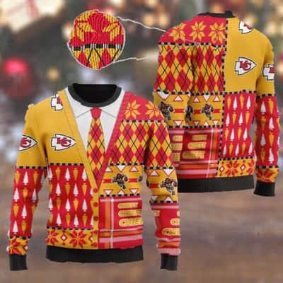 Kansas City Chiefs NFL Ugly Christmas Sweater Snowflakes Pattern