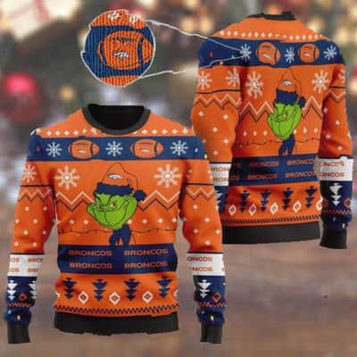 Funny Grinch Loves Denver Broncos NFL Ugly Christmas Sweater