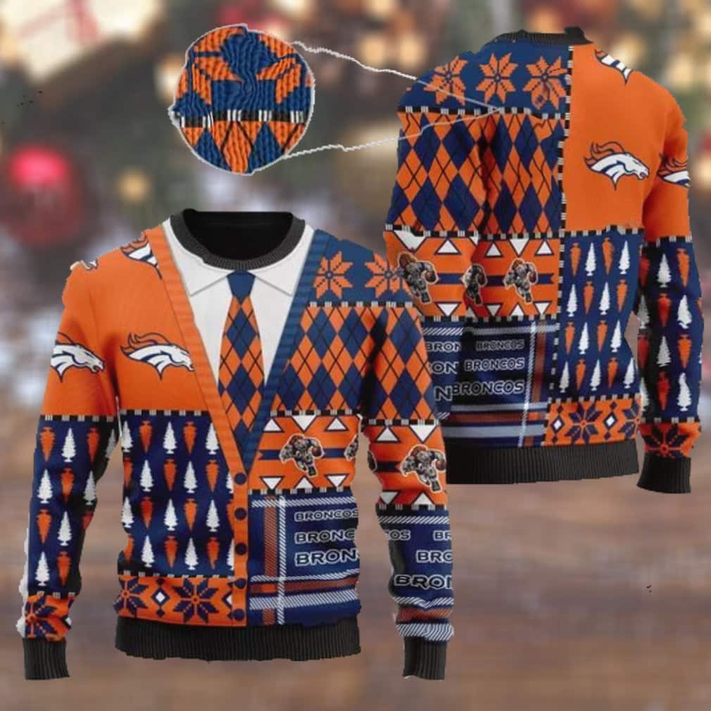 Denver Broncos NFL Ugly Christmas Sweater Cardigan Style Denver Broncos NFL Ugly Christmas Sweater Cardigan Style