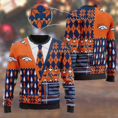 Denver Broncos NFL Ugly Christmas Sweater Cardigan Style