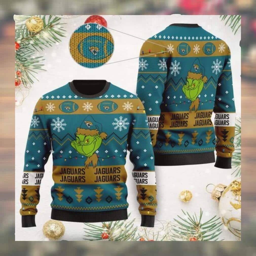 Jacksonville Jaguars NFL Ugly Christmas Sweater Cute Grinch Jacksonville Jaguars NFL Ugly Christmas Sweater Cute Grinch