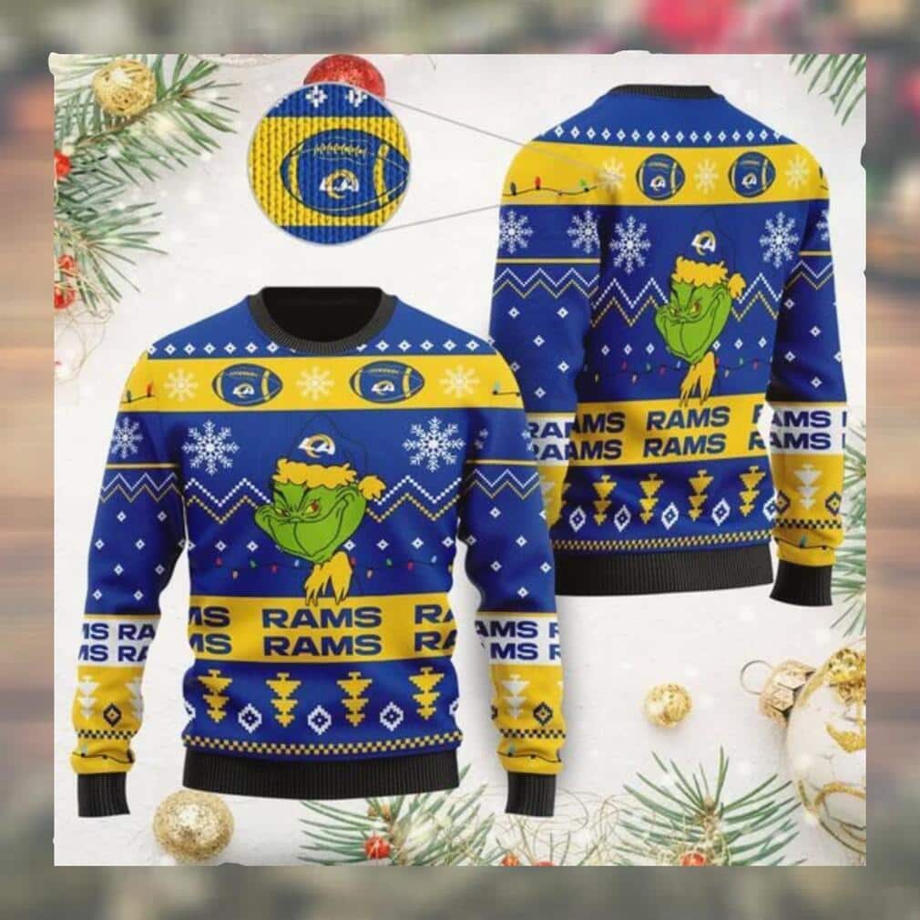 Los Angeles Rams NFL Ugly Christmas Sweater Cute Grinch Los Angeles Rams NFL Ugly Christmas Sweater Cute Grinch
