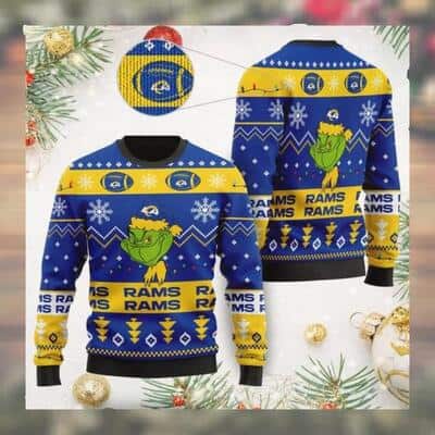 Los Angeles Rams NFL Ugly Christmas Sweater Cute Grinch