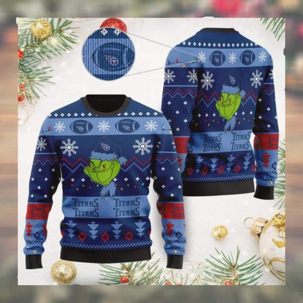 Cute Grinch Tennessee Titans NFL Ugly Christmas Sweater Cute Grinch Tennessee Titans NFL Ugly Christmas Sweater