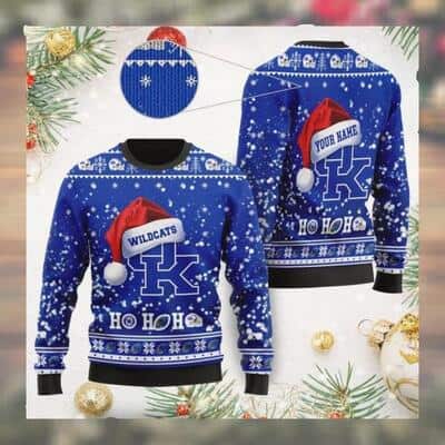 Kentucky Wildcats NCAA Ugly Christmas Sweater Ho Ho Ho Custom Name