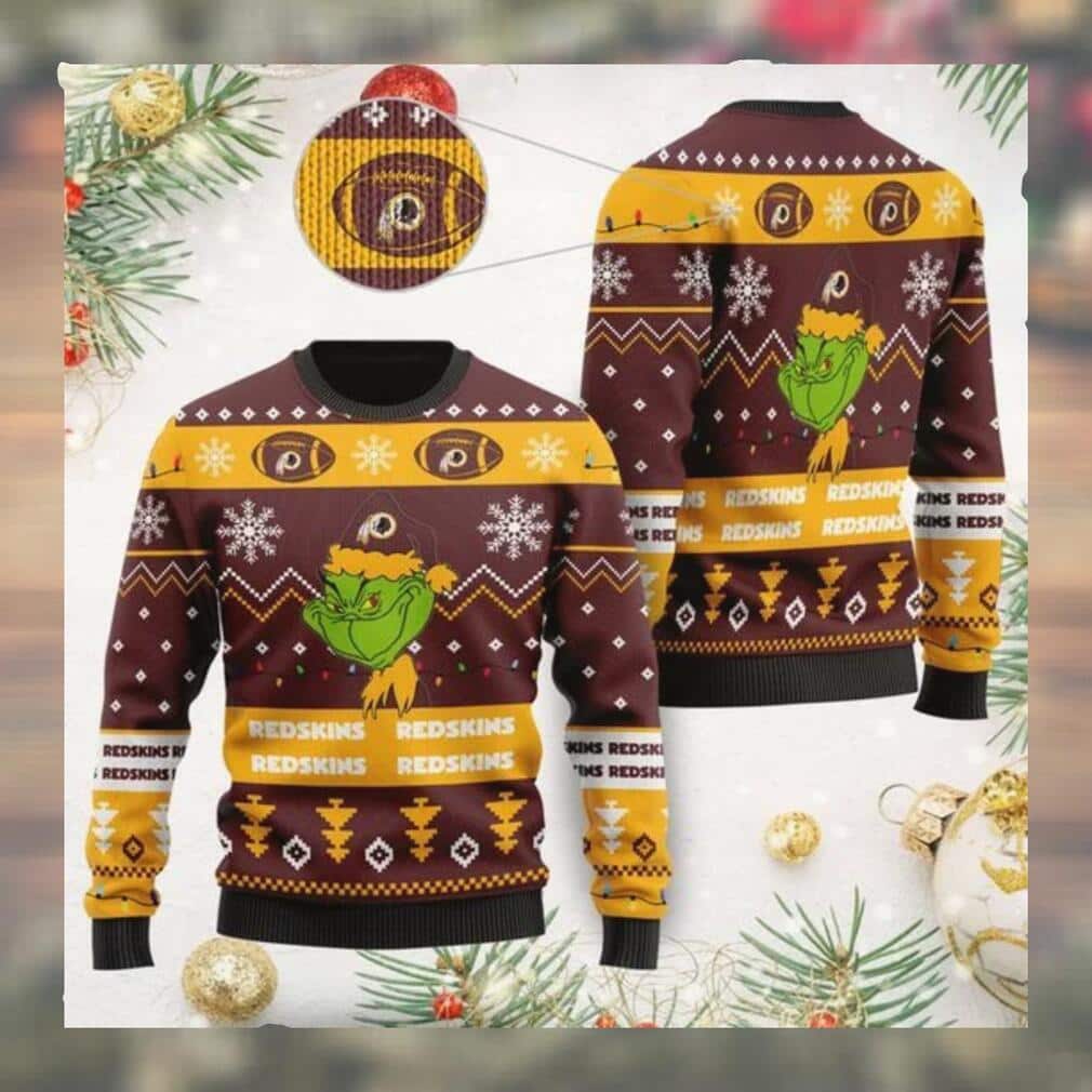 Cute Grinch Washington Redskins NFL Ugly Christmas Sweater Cute Grinch Washington Redskins NFL Ugly Christmas Sweater