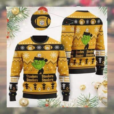 Cute Grinch Pittsburgh Steelers NFL Ugly Christmas Sweater