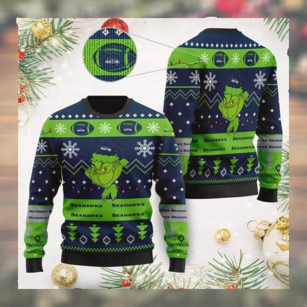 Funny Grinch Seattle Seahawks NFL Ugly Christmas Sweater Funny Grinch Seattle Seahawks NFL Ugly Christmas Sweater