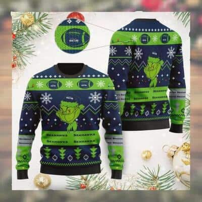 Funny Grinch Seattle Seahawks NFL Ugly Christmas Sweater