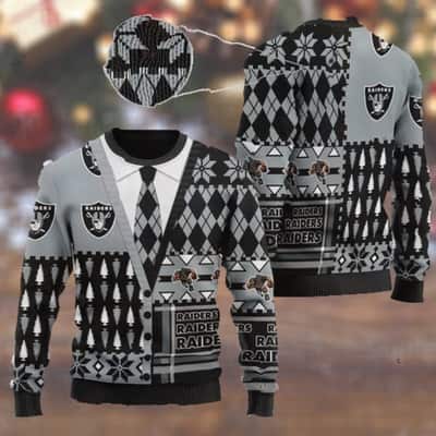 Las Vegas Raiders NFL Ugly Christmas Sweater Cardigan Style
