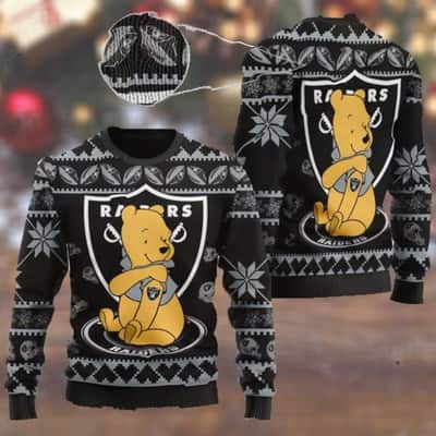 Oakland Raiders NFL Ugly Christmas Sweater Cute Winnie-the-Pooh
