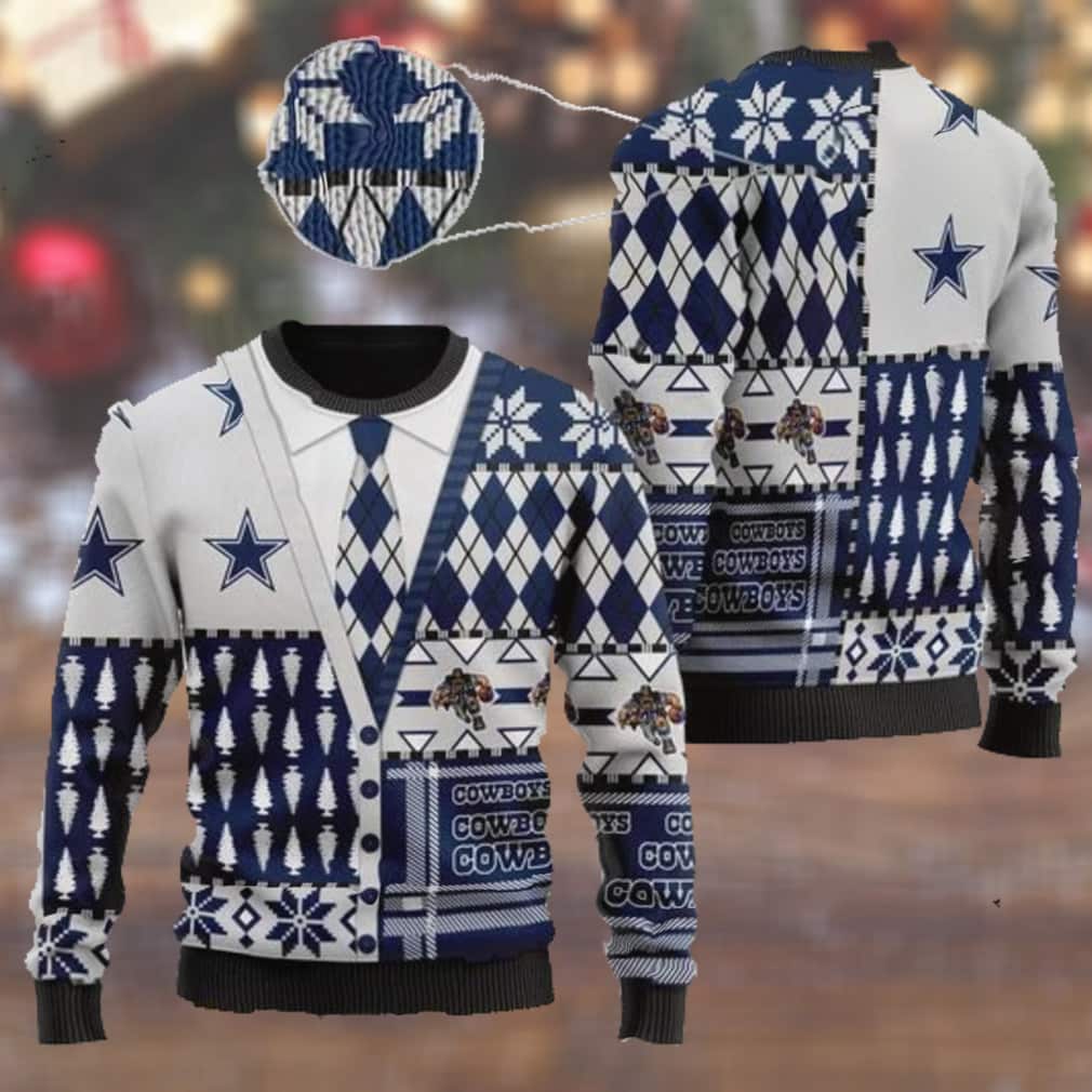 Dallas Cowboys NFL Ugly Christmas Sweater Cardigan Style Dallas Cowboys NFL Ugly Christmas Sweater Cardigan Style