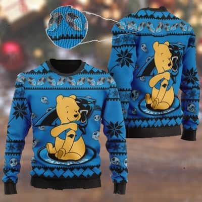 Carolina Panthers NFL Ugly Christmas Sweater Cute Winnie-the-Pooh