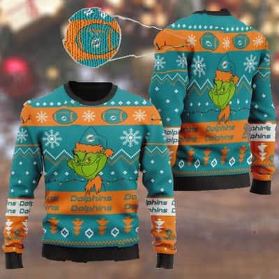 Funny Grinch Miami Dolphins NFL Ugly Christmas Sweater
