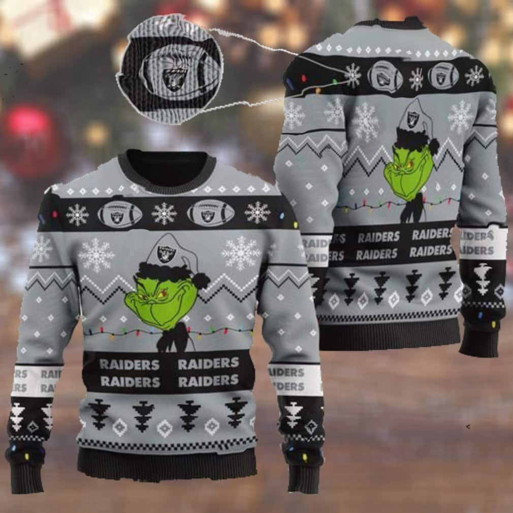 Funny Grinch Las Vegas Raiders NFL Ugly Christmas Sweater Funny Grinch Las Vegas Raiders NFL Ugly Christmas Sweater