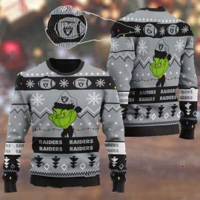 Funny Grinch Las Vegas Raiders NFL Ugly Christmas Sweater
