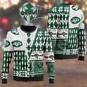 New York Jets NFL Ugly Christmas Sweater Snowflakes Pine Tree