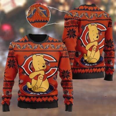Chicago Bears NFL Ugly Christmas Sweater Cute Winnie-the-Pooh Bear