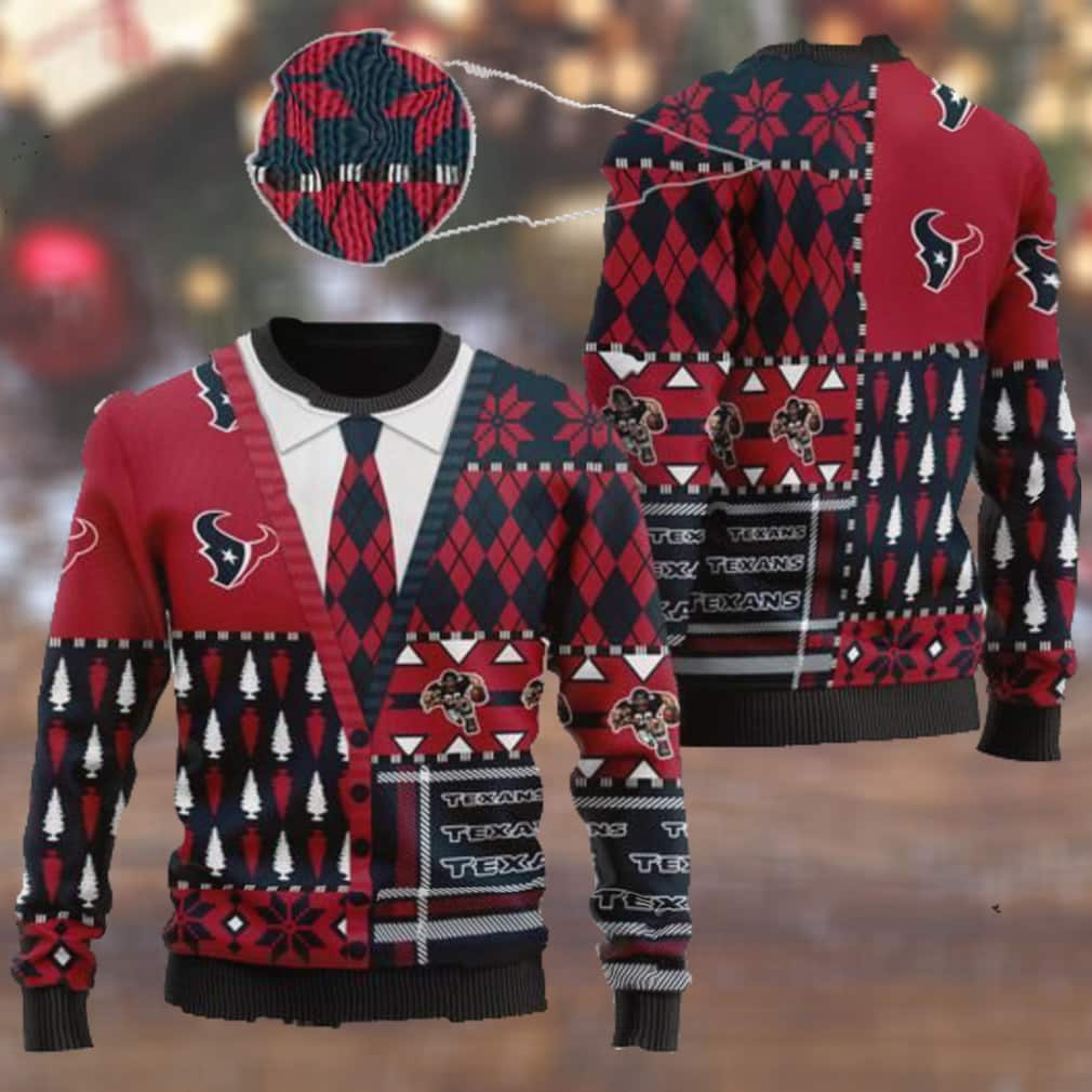 NFL Houston Texans Ugly Christmas Sweater Cardigan Style NFL Houston Texans Ugly Christmas Sweater Cardigan Style