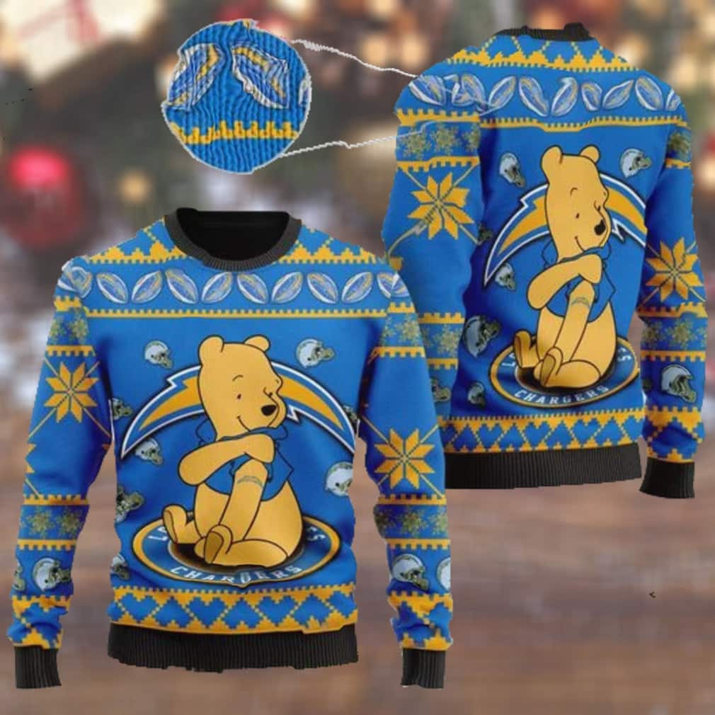 NFL Los Angeles Chargers Ugly Christmas Sweater Cute Winnie-the-Pooh Bear NFL Los Angeles Chargers Ugly Christmas Sweater Cute Winnie-the-Pooh Bear