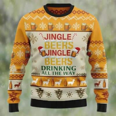 Jingle Beers Ugly Christmas Sweater Drinking All The Way