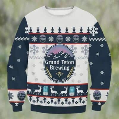 Grand Teton Brewing Beer Ugly Christmas Sweater Xmas Pattern