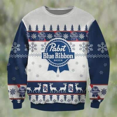 Pabst Blue Ribbon Beer Ugly Christmas Sweater Xmas Pattern Pabst Blue Ribbon Beer Ugly Christmas Sweater Xmas Pattern