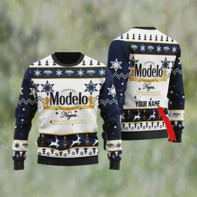 Modelo Negra Beer Ugly Christmas Sweater Custom Name