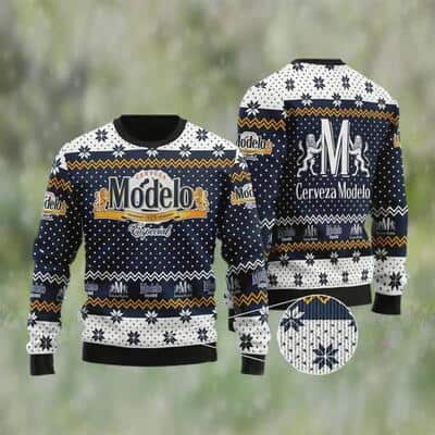 Modelo Especial Beer Ugly Christmas Sweater Snowflakes