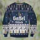 Gaffel Kolsch Beer Ugly Christmas Sweater Snowflakes Pine Trees