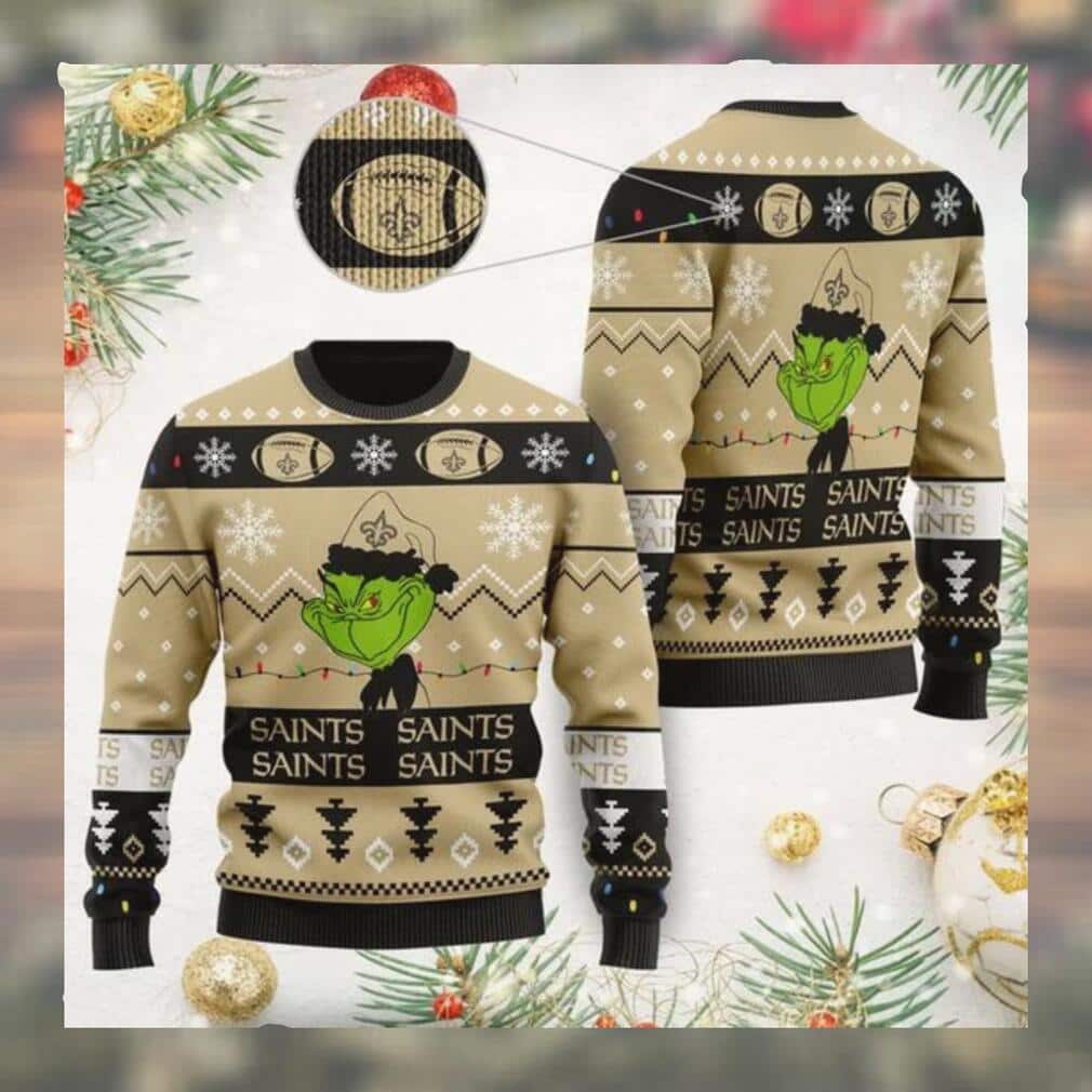 Funny Grinch NFL New Orleans Saints Ugly Christmas Sweater Funny Grinch NFL New Orleans Saints Ugly Christmas Sweater