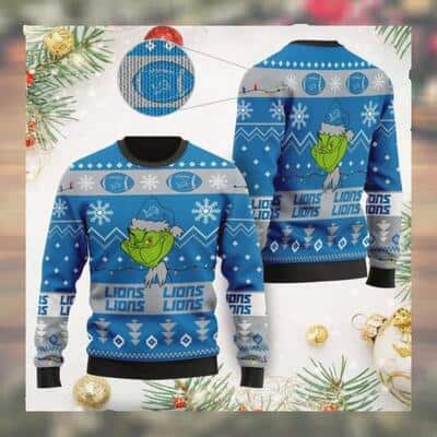 Funny Grinch NFL Detroit Lions Ugly Christmas Sweater