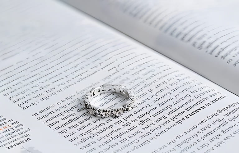 Ring with a jewel put on a book Ring with a jewel put on a book