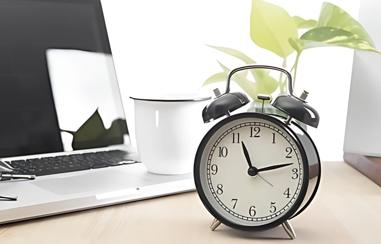 Modern Office desk with alarm clock. alert deadline concept. Modern Office desk with alarm clock. alert deadline concept.