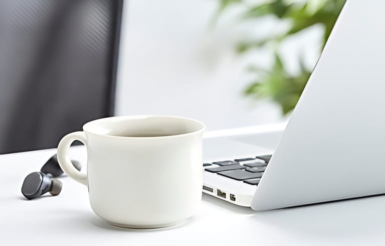 Home office, blank monitor for design, working from home Home office, blank monitor for design, working from home