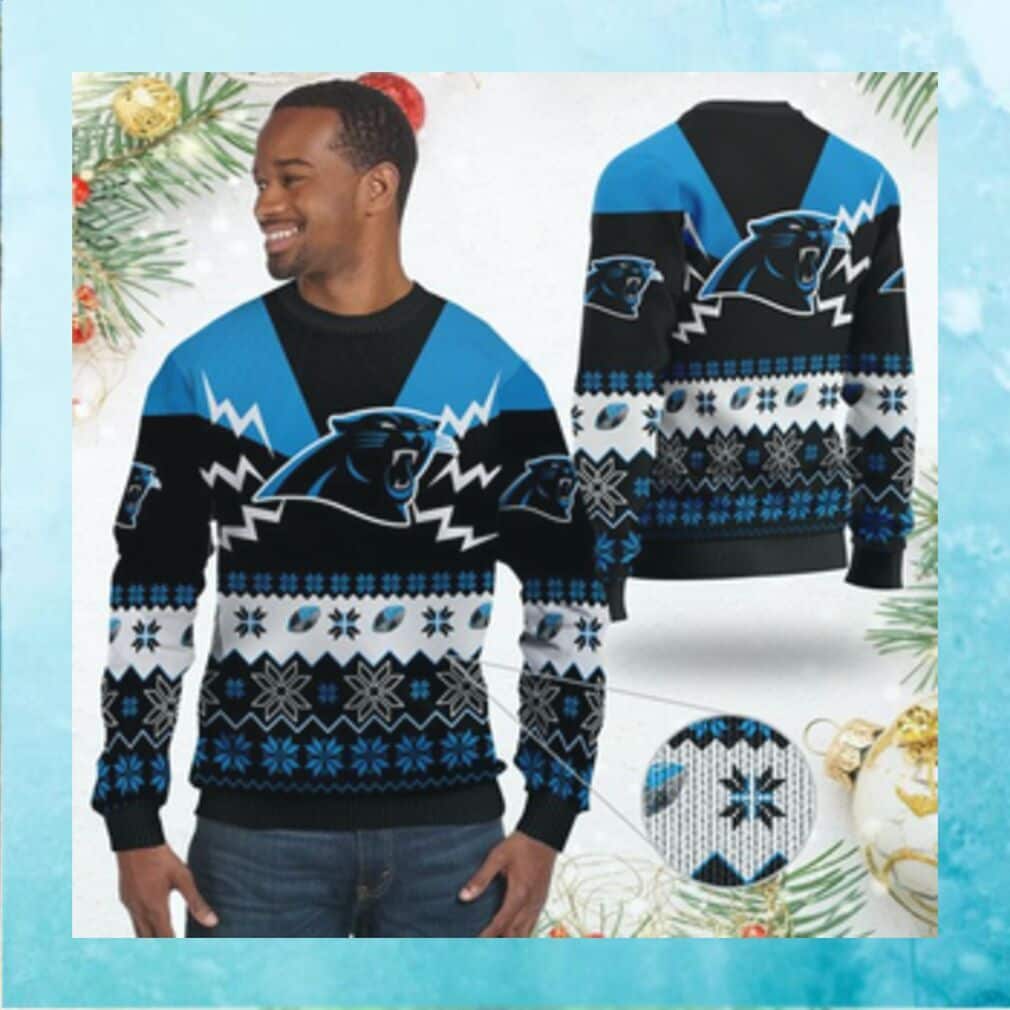 NFL Carolina Panthers Ugly Christmas Sweater Snowflake Pattern NFL Carolina Panthers Ugly Christmas Sweater Snowflake Pattern