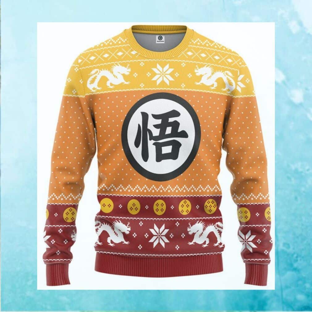 Goku Dragon Ball Z Ugly Christmas Sweater Snowflakes Goku Dragon Ball Z Ugly Christmas Sweater Snowflakes