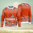 Orange NFL Cleveland Browns Ugly Christmas Sweater Skull