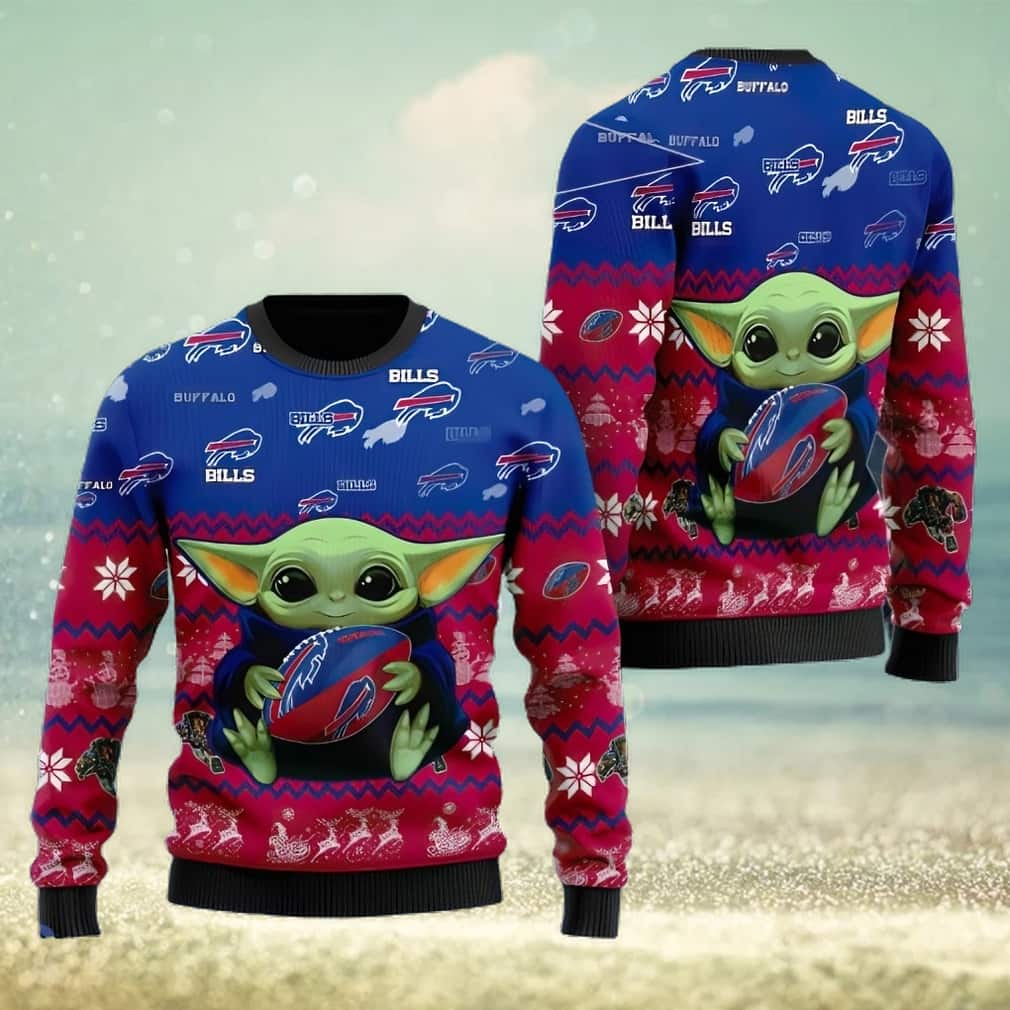 Baby Yoda Loves NFL Buffalo Bills Ugly Christmas Sweater Baby Yoda Loves NFL Buffalo Bills Ugly Christmas Sweater