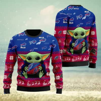 Baby Yoda Loves NFL Buffalo Bills Ugly Christmas Sweater