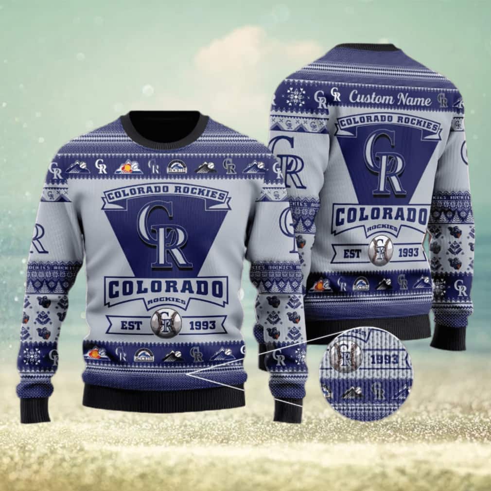 MLB Colorado Rockies Ugly Christmas Sweater Custom Name MLB Colorado Rockies Ugly Christmas Sweater Custom Name