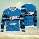 NFL Detroit Lions Ugly Christmas Sweater Reindeer Pattern